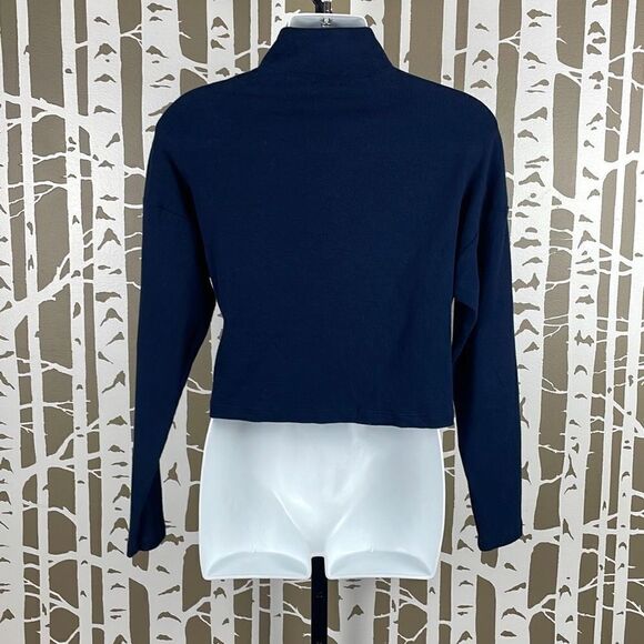 Garage Navy Blue Half Zip Cropped Sweatshirt M - Picture 3 of 7